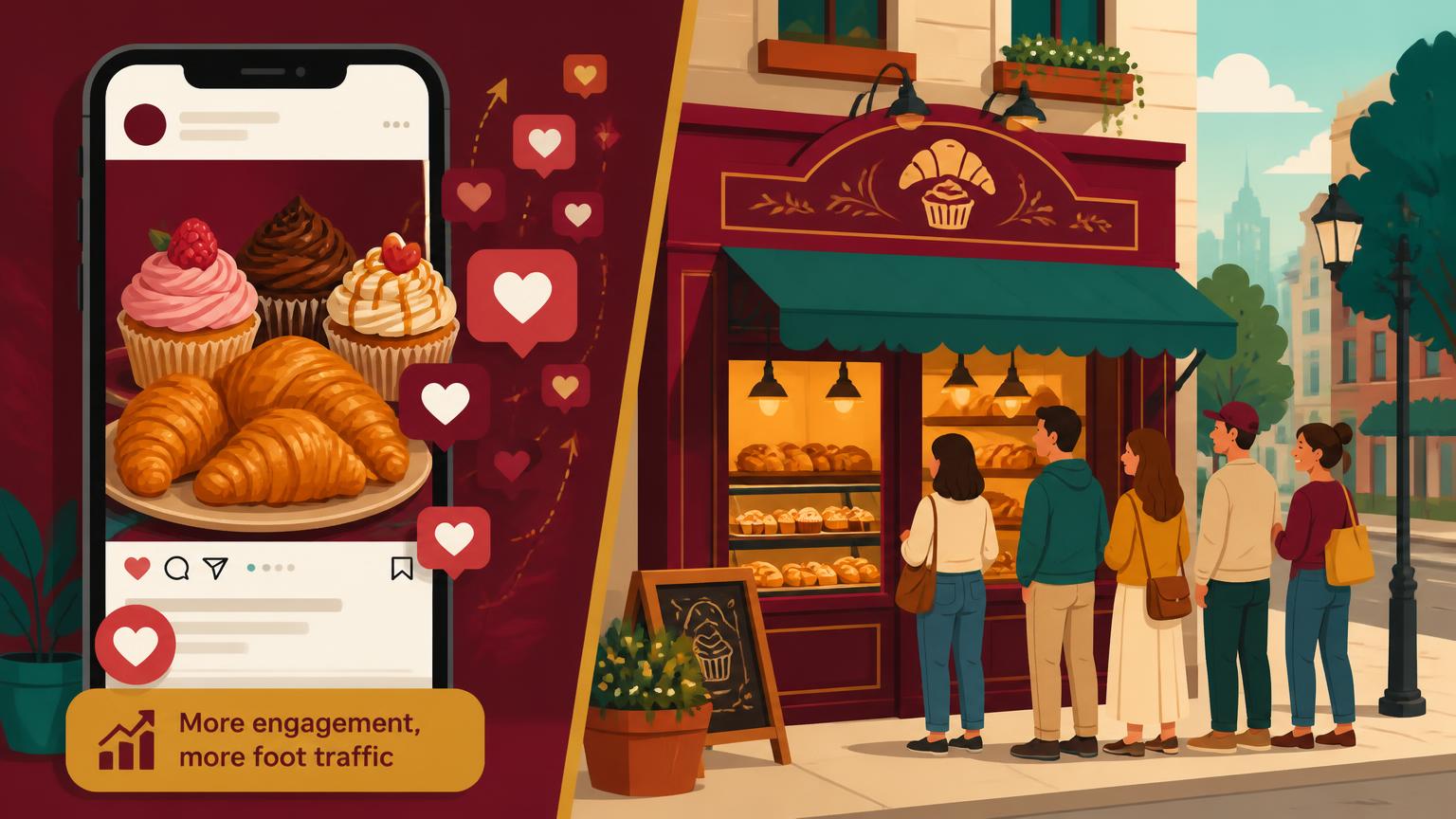 A local bakery's social media success, showing increased engagement and foot traffic after implementing a new content strategy.