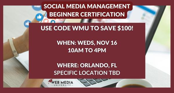 Social Media Management In-Person Certification