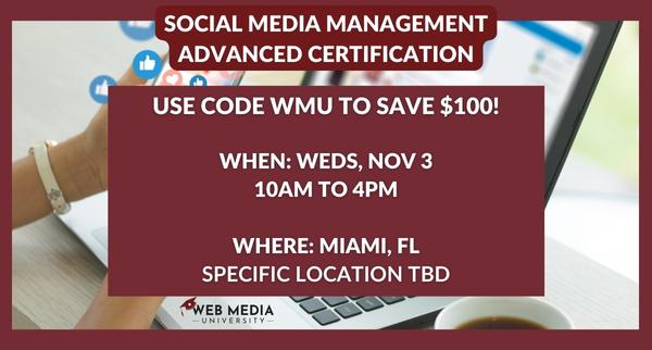 Social Media In-Person Advanced Certification - TAMPA, FL